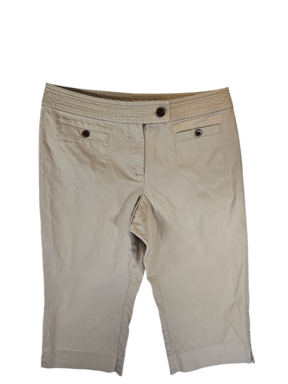 Talbots Women’s Khaki Chino Bermuda Shorts Size 10 Stretch Tab Front